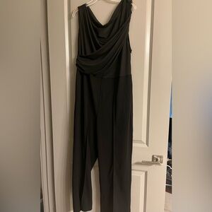 SHEIN Elegant Black Draped Jumpsuit